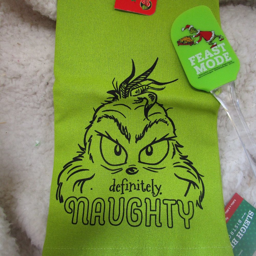 New Grinch Dish towel & Spatula Sleigh Bell Bistro